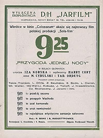9:25. Przygoda Jednej Nocy (1929) afişi 9:25. Przygoda Jednej Nocy (1929) afişi