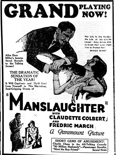 Manslaughter (1930) afişi Manslaughter (1930) afişi